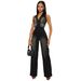 Women's Clothing Tight Waist Slim Elastic Washed Denim Jumpsuit Halter Neck Loose Jumpsuit_ecoleips.com