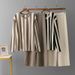 Women's Fashionable Two Piece Set European And American Style Striped round Neck Split Knit Top High Waisted Wide Leg Trousers_ecoleips.com