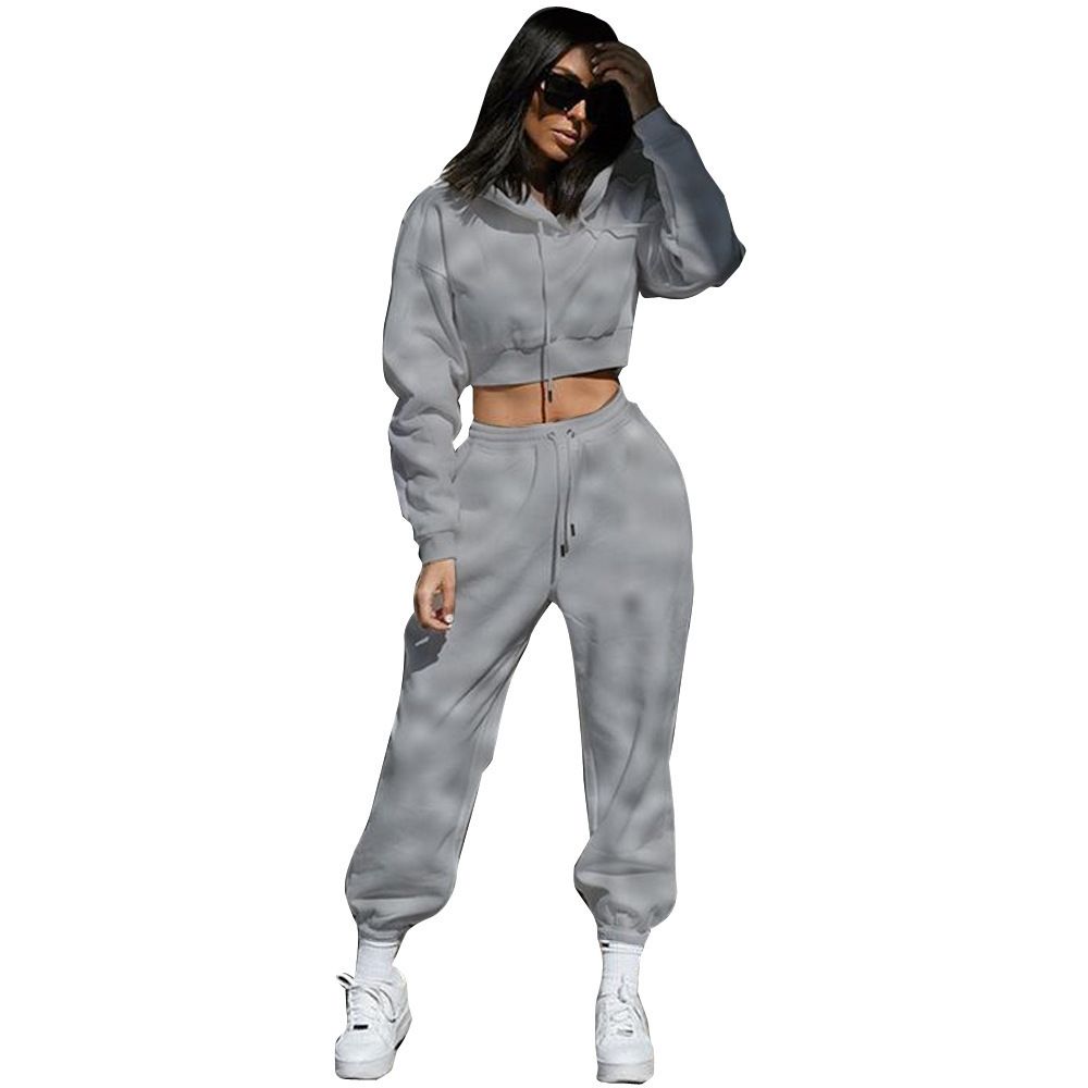 women's clothing two piece set f d hooded sweatshirt and high waisted slimming wide leg pants casual sportswear_ecoleips.com