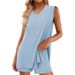 Men's Breathable V-Neck Sleeveless Shirt And Shorts Set Summer Outfit with Side Slits And Pockets_ecoleips.com