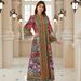 Women's Ethnic Style V Neck Maxi Dress Long Sleeve Printed Loose Flowy Skirt Jalabiya Clothing_ecoleips.com