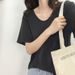 2025 Summer New Loose Short-sleeved Women's T-shirt Trendy V-neck Top_ecoleips.com