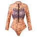 Women's Long Sleeve Sunscreen Swimsuit 2025 European American Style One Piece with Cover up Skirt Sexy Vacation Beach Dress_ecoleips.com