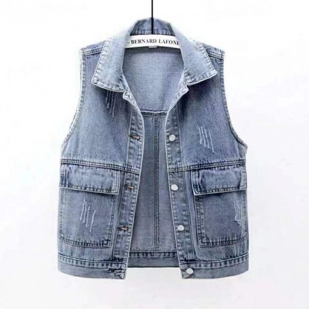 Women's clothing Denim vest jacket for women spring and autumn new large size loose slim sleeveless vest waistcoat short top trendy_ecoleips.com