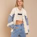 Women's Clothing Women's Casual Washed Denim Jacket Color Block Lapel Distressed Frayed Edges American Retro Style Spring Summer_ecoleips.com