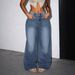 Women's Raw Edge Design Loose Wide Leg Jeans Denim Pants Casual Trousers_ecoleips.com