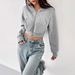 Women’s Zip-Up Hooded Sweatshirt – Long Sleeve Cropped Pullover (Greyish, XS-XL)_ecoleips.com