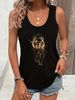 Women's Fashion Tank Top With Print And Round Neckline Perfect For A Cool Spring And SummerKreatives Letter_ecoleips.com