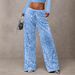 Glitter High-Waisted Straight Leg Pants With Drawstring - Stretchy Slim Fit Trousers For Women_ecoleips.com
