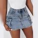 Women's Denim Hottie INS Popular Pocket Workwear Mini Skirt_ecoleips.com