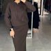 "Modest Hooded Sweater Dress For Women - Soft Knit Long Sleeve Casual Maxi Dress With Pockets, Dark Gray/Black_ecoleips.com