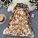 Women's Retro Print Pleated Skirt High Waist A-Line Midi Skirt Elastic Waist Fashion Long Skirt for Commuting Summer_ecoleips.com