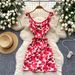 European And American Style Floral Sleeveless For Women, Summer Ruffled Slim-fit Pure Desire Hot Girl Petite Stunning_ecoleips.com