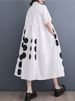 Black Vintage Polka Dot Shirt Dresses For Women Summer New In Short Sleeve Loose Casual Long Dress Fashion Elegant Clothes 2025_ecoleips.com