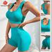 Cross-border European American Cross-back Seamless Yoga Bra And Peach Butt Shorts Training Fitness Sports Set For Women_ecoleips.com
