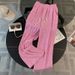Women's New Short-sleeved Simple Wide-leg Pants Suit Summer Pink Temperament Leisure Medium And Long Fashion Two-piece Suit_ecoleips.com