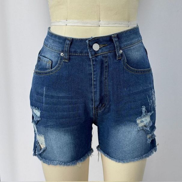 K High Waisted Denim Shorts For Women, New Style With Ripped Holes To Show Off Thinness, Versatile With Frayed Edges_ecoleips.com