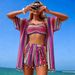 Voya 2026 European And American Beach Sun Protection Cover-up, Fashionable Fringed Bikini Four-piece Set,_ecoleips.com