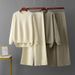 Women's Elegant Knitted Two-Piece Set Cross Border Style Loose Long Sleeve round Neck Sweater And Wide Leg Pants Solid Color Split Hem for Autumn Winter_ecoleips.com