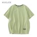 WAVLATII New Women 100% Cotton T Shirts Female Green Fashion Oversized Streetwear Short Sleeve Tees Tops For Summer_ecoleips.com