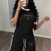 Women's Summer Casual Letter Print Short Sleeve T-Shirt & 5-Point Shorts Set - Stylish Outfit 8010 Print_ecoleips.com