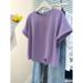 Women's Summer Casual Loose Fit Cotton T-Shirt With Split Hem - Korean Style Basic Tee For Everyday Wear_ecoleips.com
