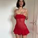 Summer Sexy Hot Girl Strapless Bodycon Dress European American Style Solid Color Slim Fit Elegant Versatile Spaghetti Strap Bra_ecoleips.com