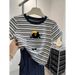 Women's Premium Stripe Short Sleeve T-Shirt – Unique Shoulder-Fit Design, Chic & Versatile For Everyday Wear_ecoleips.com