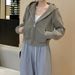 ng2510292 Ng2510292 Fleece-Lined Short Hooded Sweatshirt Jacket For Women 2024 New Women's Early Autumn Cardigan Petite Top_ecoleips.com