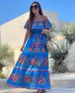 Off-Shoulder Long Skirt Dress Red Floral Print Spring/Summer New Arrivals Collection_ecoleips.com