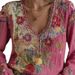 Vintage Floral Embroidered Blouse – Boho Loose-Fit T-Shirt With Pink Floral Print (Cotton-Linen Blend, Comfortable & Stylish)_ecoleips.com