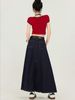 K Retro And Versatile Women's High-waisted A-line Flowing Maxi Skirt_ecoleips.com