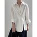 White Women's Shirt, French-style Top, 2025 Spring Autumn New Popular Style, Suitable For Layering, Long-sleeved,_ecoleips.com