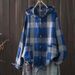 Hooded Double Cotton Yarn Plaid Shirt Plus Size Literary Vintage Casual Cardigan Top Jacket Wholesale_ecoleips.com