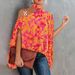 Women's Summer Halter Neck Bat Sleeve Printed Casual Top_ecoleips.com