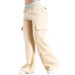 Women's Clothing Fleece Lined Cargo Pants Straight Leg Sweatpants Casual Fitness Autumn Winter Wide Leg Waist Cinching Sports_ecoleips.com