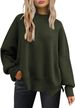 Women's Batwing Long Sleeve Knit Sweater - Oversized Round Neck Pullover With Side Slits, Soft Polyester Blend, Comfortable Loose Fit For Autumn_ecoleips.com
