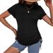 Women's Clothing Fashion Sexy Temperament Thread Short Drawstring Round Neck Short Sleeved T Shirt Pregnant Tops_ecoleips.com