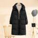 Women's Long Down Jacket With White Duck Feather, Oversized Loose Fit, Knee-Length Warm Winter Coat, Casual & Stylish Outerwear For Daily Wear_ecoleips.com