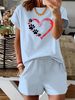 Women’s 2 Piece Outfit Set – Oversized Graphic T-Shirt And Biker Shorts Matching Set, Casual Summer Lounge Tracksuit For Daily Wear-367_ecoleips.com