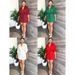 Women's Clothing Women's Casual Loose V Neck Low Cut Tie Waist Workwear Dress Sexy For Formal & Casual For Women_ecoleips.com