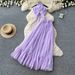Women's Resort Style Halter Neck Two Piece Set Slimming Elegant Tie Up Vest High Waisted Ruffled Max Skirt Summer Youthful_ecoleips.com