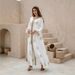 Verve ZD016 Muslim Women's Evening Dress Floral Gold Foil Abaya Robe_ecoleips.com