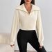 AD651 Cross-Border Autumn/Winter Women's Fashion Long-Sleeve Zipper Collar Solid Color Casual Pullover Sweatshirt_ecoleips.com