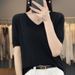 2026 New Summer V-neck Ice Silk Short-sleeved Knitted Sweater Women's Loose Thin Ice Silk T-shirt Women's Top Wholesale_ecoleips.com