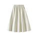 Leather Style Midi For Women High Waist A-Line Versatile Long Elegant Umbrella Skirt 1839_ecoleips.com