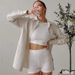 White Knitted Cross-Border Long Sleeve Shorts Wearable Pajamas Two-Piece Set European And American Autumn New Home_ecoleips.com