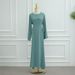 Loriya Long Sleeve Plus-Size Dress – Lace Cuff & Flattering Fit (LR1004, S-XL, Mist Blue/Green/Black/Coffee/Pink)_ecoleips.com