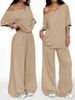Women's Wide-Leg Pants Set Comfortable Casual Two-Piece Outfit for Daily Wear Flowy Chiffon Trousers Multiple Colors Available_ecoleips.com