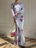 Women's Clothing Light Blue Zippered Long Casual Pant Suit With Long Sleeve Elegant Loose Spring/Autumn Wear_ecoleips.com